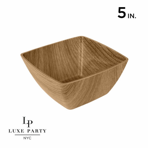 Luxe Party Soup Bowls 5 Oz. Square Oak Heavy Plastic Bowl