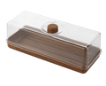 Rectangle Mahogany Heavy Plastic Serving Tray with Plastic Cover | 6.3