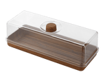 Luxe Party Soup Bowls Rectangle Mahogany Heavy Plastic Serving Tray with Plastic Cover | 6.3" x 15.35"