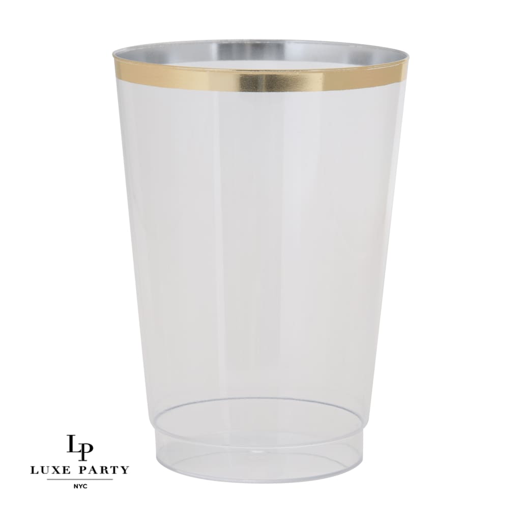 12 Oz Gold Plastic Cups Clear Plastic Tumblers With Gold Rim