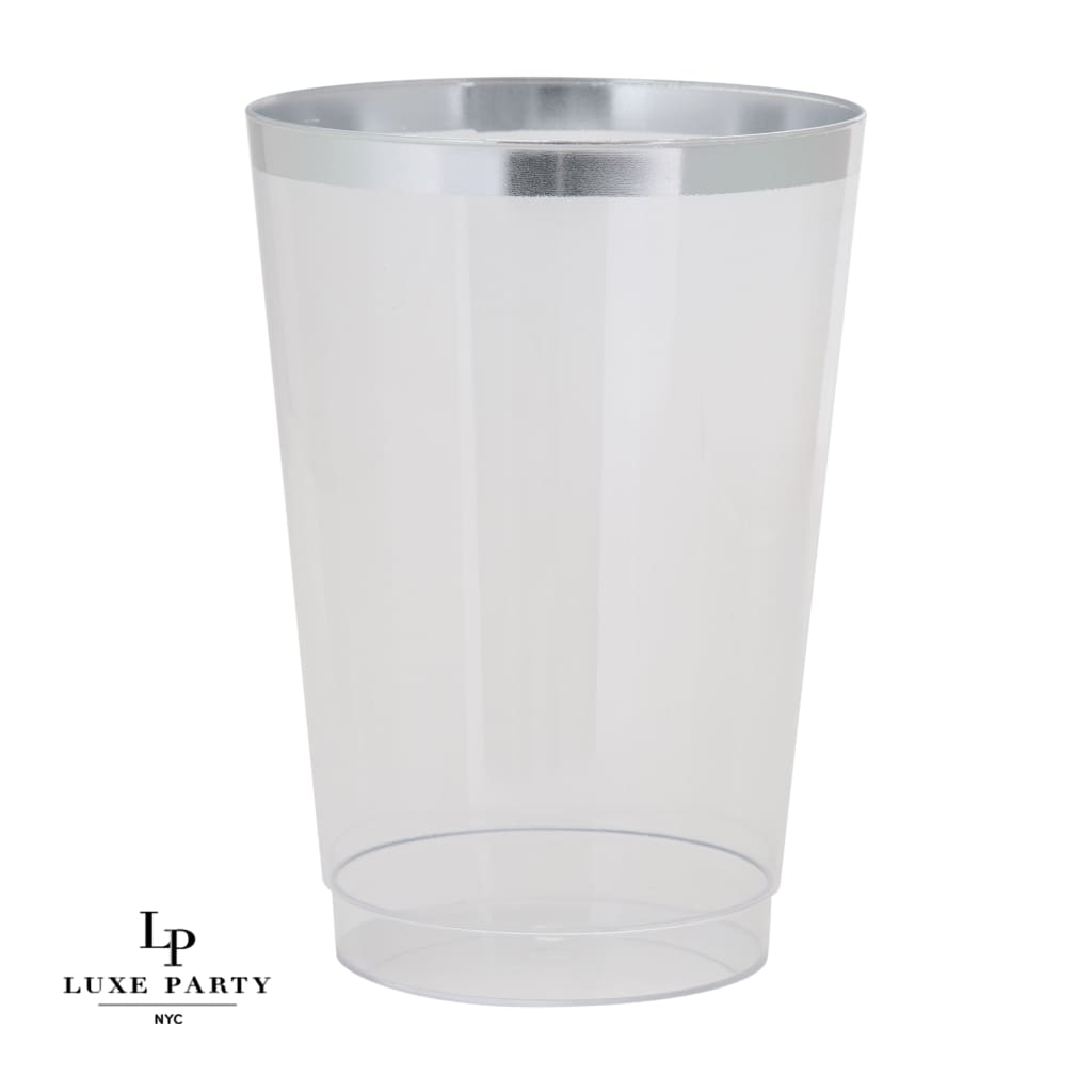 Luxe Tumblers Tumblers Luxe 12 Oz Clear Plastic • Silver Plastic Cups | 20 Cups