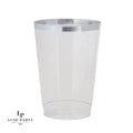 Luxe 9 Oz Clear Plastic • Silver Plastic Cups | 20 Cups