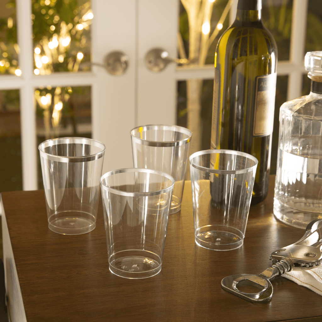 Luxe Tumblers Tumblers Luxe 9 Oz Clear Plastic • Silver Plastic Cups | 20 Cups