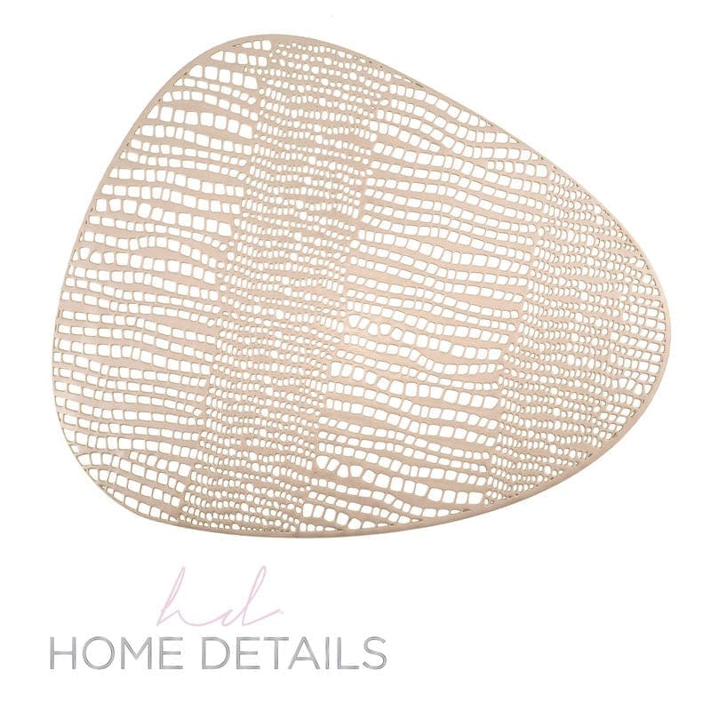 pebble Placemats Home Details Oval Pebble Laser Cut Placemat in Gold