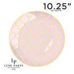 Round Accent Pattern Plastic Plates 10.25" Dinner Plates Round Blush • Gold Lattice Pattern Plastic Plates | 10 Pack