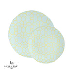 Round Accent Pattern Plastic Plates 10.25" Dinner Plates Round Mint • Gold Pattern Plastic Plates | 10 Pack