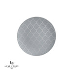 Round Accent Pattern Plastic Plates 7.25" Appetizer Plates Round Grey • Silver Lattice Pattern Plastic Plates | 10 Pack