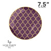 Round Accent Pattern Plastic Plates 7.25" Appetizer Plates Round Purple • Gold Lattice Pattern Plastic Plates | 10 Pack