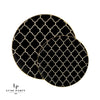 Round Accent Pattern Plastic Plates Round Black • Gold Lattice Pattern Plastic Plates | 10 Pack