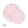 Round Accent Pattern Plastic Plates Round Blush • Silver Lattice Pattern Plastic Plates | 10 Pack