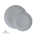 Round Grey • Silver Lattice Pattern Plastic Plates | 10 Pack