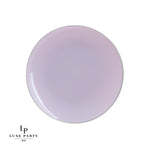 Round Accent Plastic Plates 10.25" Dinner Plates Lavender • Silver Round Plastic Plates | 10 Pack