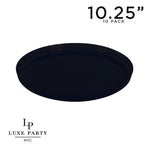 Round Accent Plastic Plates 10.25" Dinner Plates Round Black Walled Plastic Plates | 10 Pack