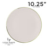 Round Accent Plastic Plates 10.25" Dinner Plates Round Linen • Gold Plastic Plates | 10 Pack