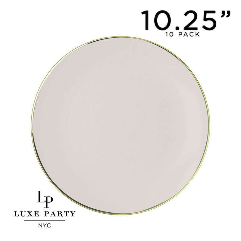 Round Accent Plastic Plates 10.25" Dinner Plates Round Linen • Gold Plastic Plates | 10 Pack