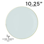 Round Accent Plastic Plates 10.25" Dinner Plates Round Mint • Gold Plastic Plates | 10 Pack