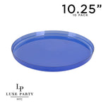 Round Accent Plastic Plates 10.25" Dinner Plates Round Transparent Bartenura Blue Walled Plastic Plates | 10 Pack