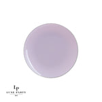 Round Accent Plastic Plates 7.25" Appetizer Plates Lavender • Silver Round Plastic Plates | 10 Pack