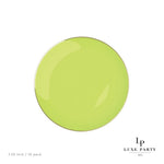 Round Accent Plastic Plates 7.25" Appetizer Plates Lime • Gold Round Plastic Plates | 10 Pack