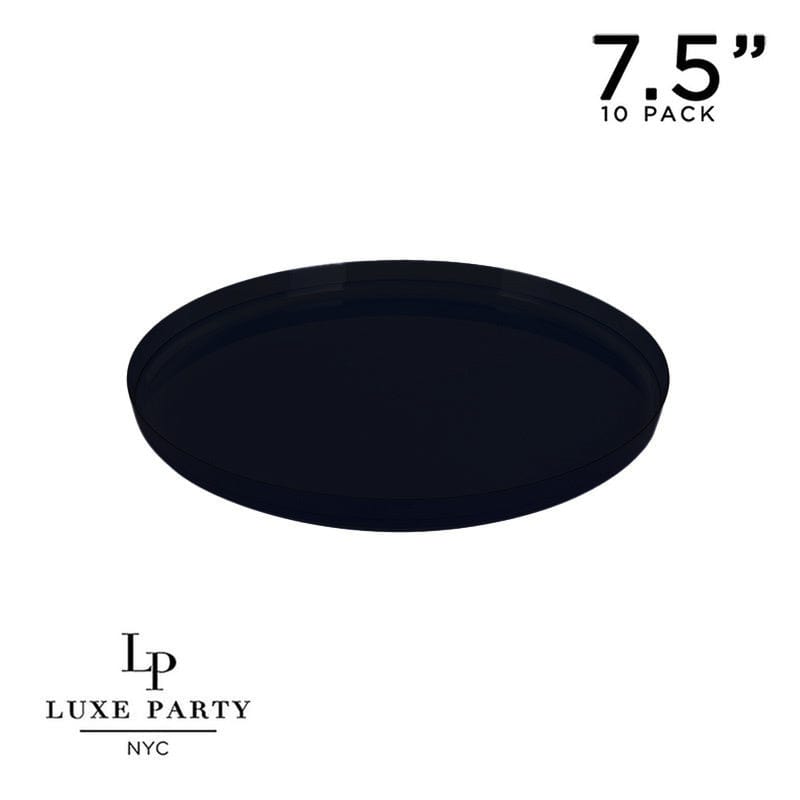 Round Accent Plastic Plates 7.25" Appetizer Plates Round Black Walled Plastic Plates | 10 Pack