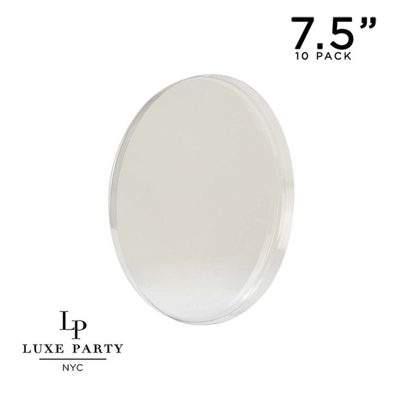 Round Accent Plastic Plates 7.25" Appetizer Plates Round Clear Walled Plastic Plates | 10 Pack