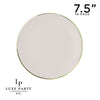 Round Accent Plastic Plates 7.25" Appetizer Plates Round Linen • Gold Plastic Plates | 10 Pack