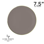 Round Accent Plastic Plates 7.25" Appetizer Plates Round Taupe • Gold Plastic Plates | 10 Pack
