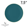 Round Accent Plastic Plates 7.25" Appetizer Plates Round Teal • Gold Plastic Plates | 10 Pack