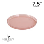 Round Accent Plastic Plates 7.25" Appetizer Plates Round Transparent Rose Walled Plastic Plate | 10 Pack