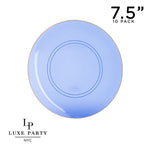 Round Accent Plastic Plates 7.25" Appetizer Plates Transparent Bartenura Blue  • Gold Round Plastic Plates | 10 Pack