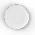 Round Accent Plastic Plates 7.25" Appetizer Plates White • Silver Round Plastic Plates | 10 Pack