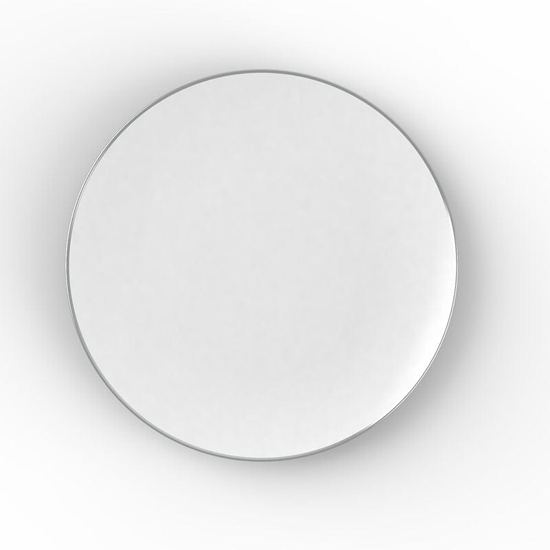 Round Accent Plastic Plates 7.25" Appetizer Plates White • Silver Round Plastic Plates | 10 Pack