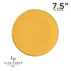 Round Accent Plastic Plates 7.25" Appetizer Plates Yellow • Gold Round Plastic Plates | 10 Pack
