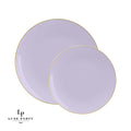 Lavender Purple and Gold Round Plastic Plates | 10 Pack