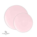 Round Blush Pink and Silver Round Plastic Plates | 10 Pack