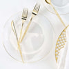 Round Accent Plastic Plates Round Clear • Gold Plastic Plates | 10 Pack