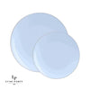 Round Accent Plastic Plates Round Ice Blue • Silver Plastic Plates | 10 Pack