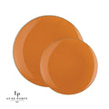 Round Leather and Gold Plastic Plates | 10 Pack