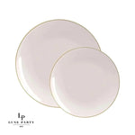 Round Accent Plastic Plates Round Linen • Gold Plastic Plates | 10 Pack