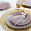 Round Accent Plastic Plates Round Mauve • Gold Plastic Plates | 10 Pack