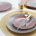 Round Accent Plastic Plates Round Mauve • Gold Plastic Plates | 10 Pack