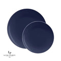 Round Navy Blue and Silver Plastic Plates | 10 Pack