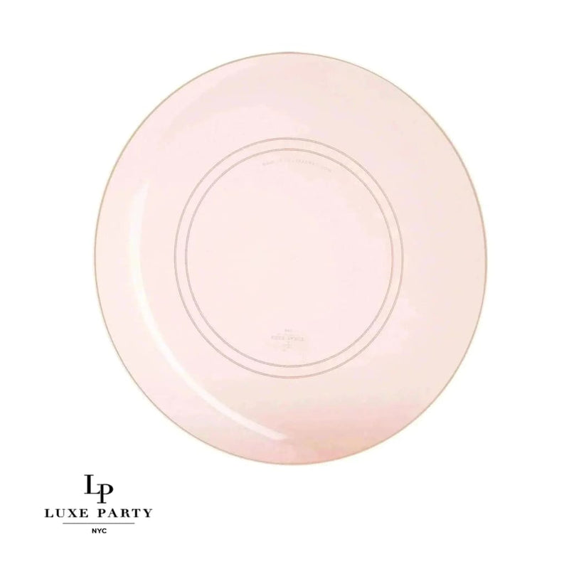 Round Accent Plastic Plates Round Semi Transparent Rose • Gold Plastic Plates | 10 Pack