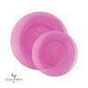 Round Accent Plastic Plates Round Transparent Hot Pink • Gold Plastic Plates | 10 Pack
