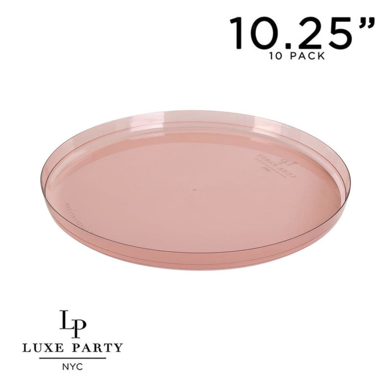 Round Accent Plastic Plates Round Transparent Rose Walled Plastic Plate | 10 Pack