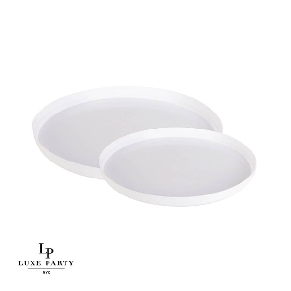 Round Accent Plastic Plates Round White Walled Plastic Plates | 10 Pack