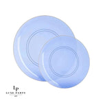 Round Accent Plastic Plates Transparent Bartenura Blue  • Gold Round Plastic Plates | 10 Pack