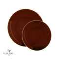 Round Transparent Brown and Gold Plastic Plates | 10 Pack