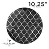 Round Lattice Plastic Plates 10.25" Dinner Plates Round Black • Silver LT Pattern Plastic Plates | 10 Pack