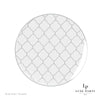 Round Lattice Plastic Plates 10.25" Dinner Plates Round Clear • Silver Lattice Pattern Plastic Plates | 10 Pack